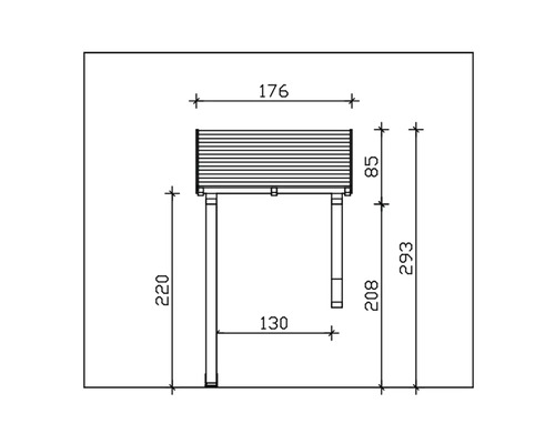 Technische Zeichnung eines Pflanztisches mit Massangaben