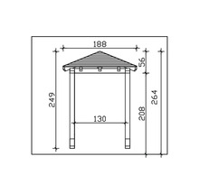 Zeichnung eines Gartenpavillons mit Maßangaben
