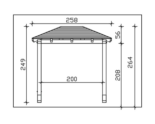 Dessin technique d''un pavillon avec dimensions