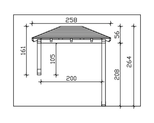 Dessin technique d''un pavillon avec dimensions