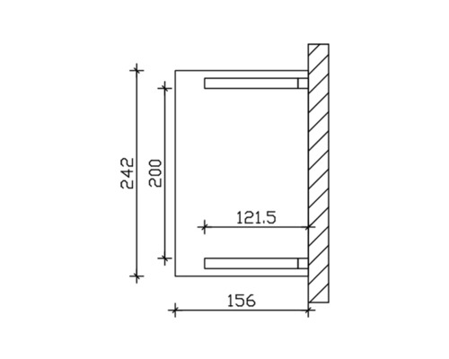 Technische Zeichnung einer Wandhalterung mit Maßangaben