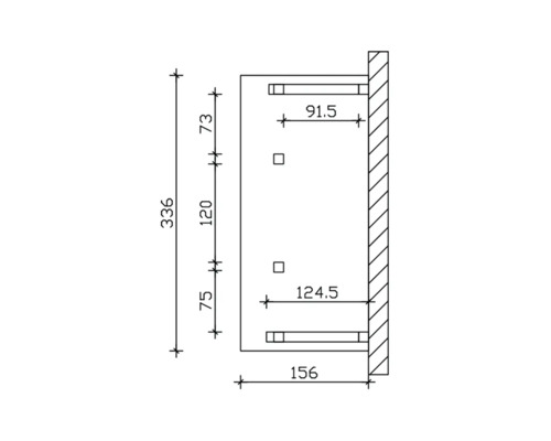 Technische Zeichnung eines Wandschranks mit Maßangaben