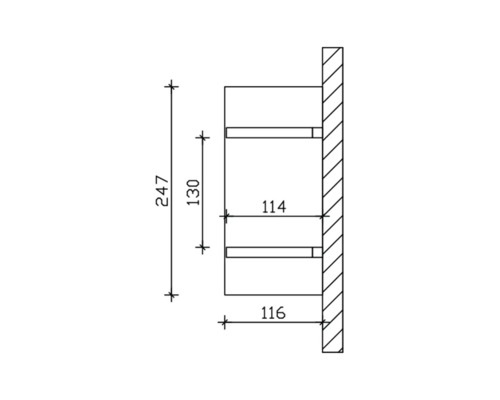 Technische Zeichnung eines Regals mit Maßangaben