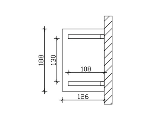 Technische Zeichnung eines Wandregals mit Massangaben