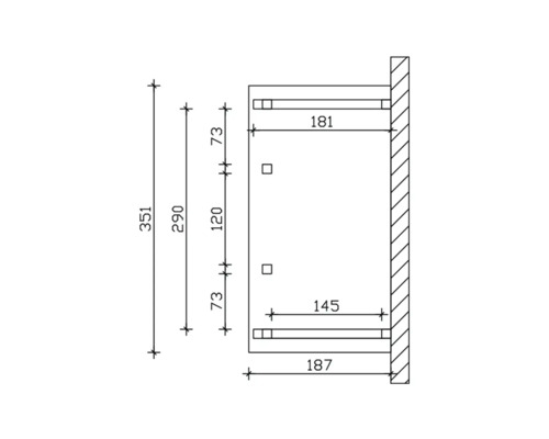 Technische Zeichnung eines Regals mit Maßangaben