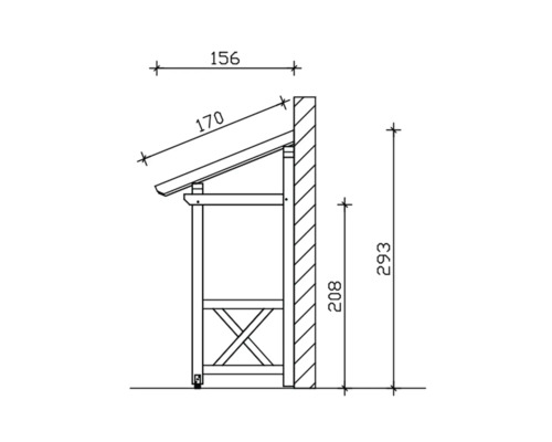Schéma technique d''une remise à outils avec dimensions