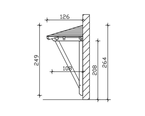 Schéma technique d''un auvent de porte avec indications de dimensions