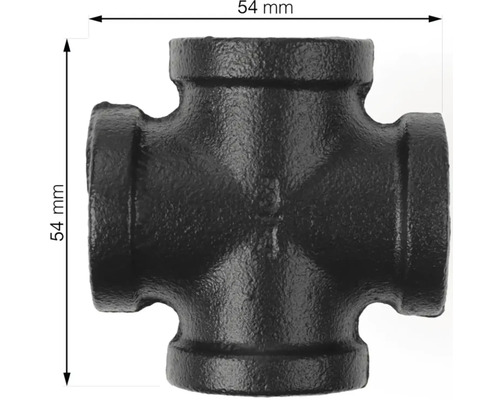 Croix noire en fonte malléable d''une taille de 54 mm