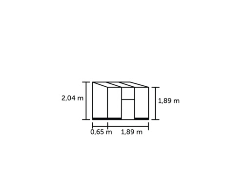 Schema eines Gerätehauses mit Maßangaben
