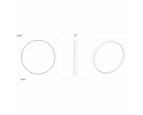 Dessin technique d''un miroir rond avec cotations
