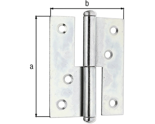 Charnière de porte avec indications de largeur a et b