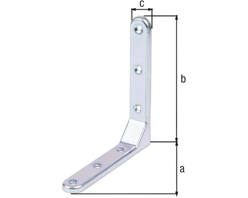 Équerre de fixation avec trous de forage et dimensions a, b, c