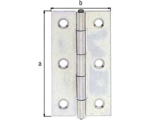 Charnière métallique avec indications de taille a et b