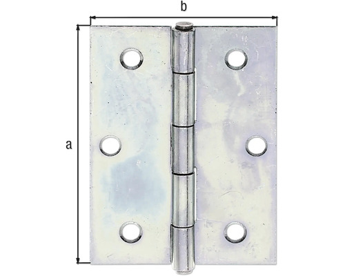 Charnière métallique avec indication des dimensions a et b