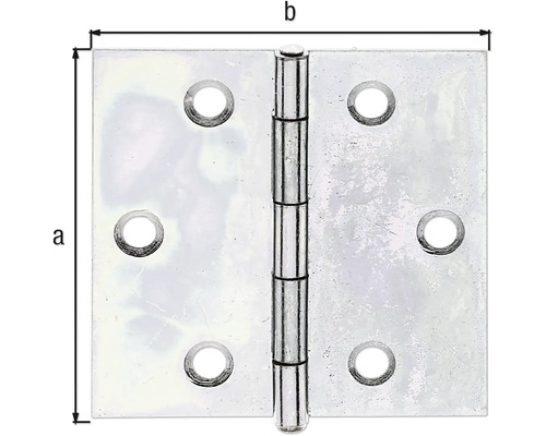 Paumelle de porte avec indication de taille a et b