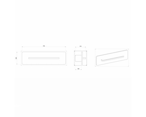 Technische Zeichnung einer Handtuchstange mit Maßangaben