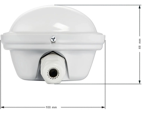 Gros plan d''un luminaire extérieur blanc mesurant 100 mm de large et 68 mm de haut