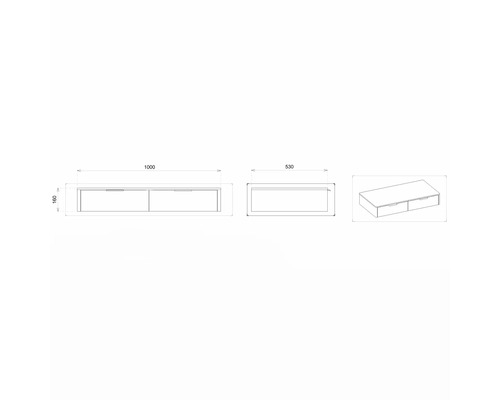 Dessin d''un meuble sous-lavabo avec indications de dimensions