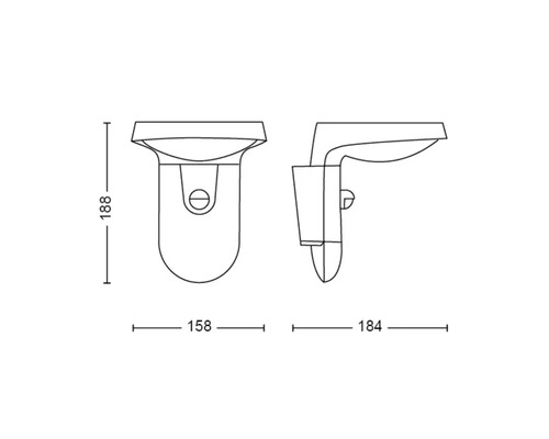 Technische Zeichnung eines Siphons mit Maßangaben