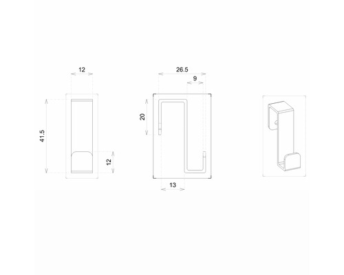 Schéma technique d''un porte-manteau de porte avec dimensions