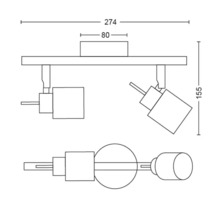 Dessin technique d''un plafonnier avec dimensions