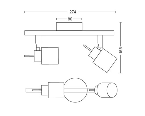 Dessin technique d''un plafonnier avec dimensions