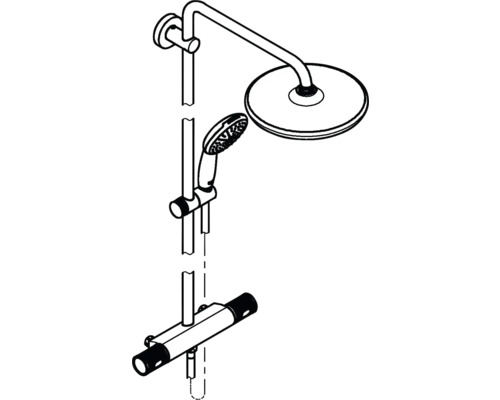 Duschgarnitur mit Kopfbrause, Handbrause und Thermostatmischer