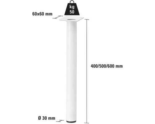 Pied de table avec une capacité de charge de 50 kilogrammes et des dimensions de 400/500/600 millimètres