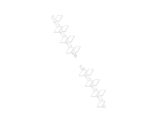 Dessin de deux étagères murales avec des tablettes carrées