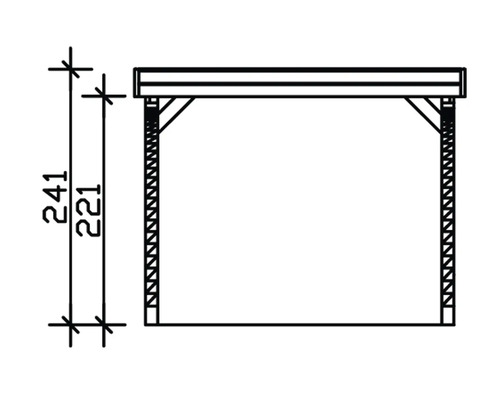 Dessin technique d''un toit de terrasse avec indication de la hauteur