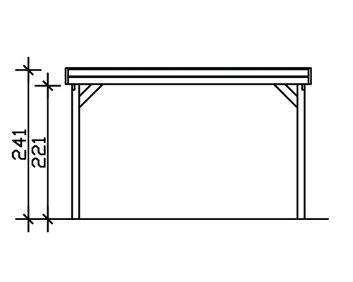 Schéma d''un carport avec indications de hauteur 241 et 221