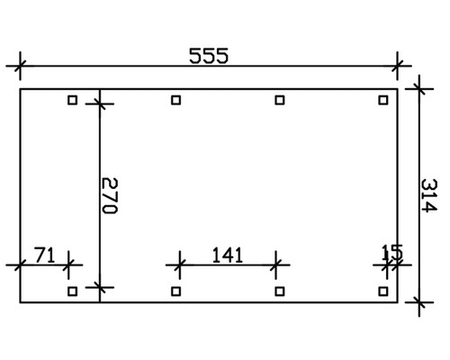 Technische Zeichnung einer Bodenplatte mit Massangaben.