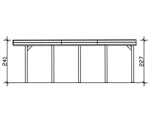 Schéma d''un abri en bois avec les dimensions 241 et 227