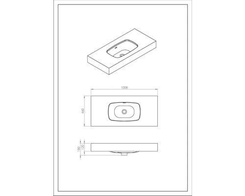 Dessin d''un plan de toilette avec des dimensions pour l''aménagement de salle de bains.
