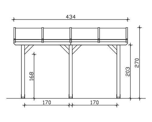 Dessin technique d''une terrasse en bois avec dimensions.