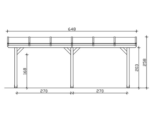 Schéma technique d''une pergola en bois avec dimensions