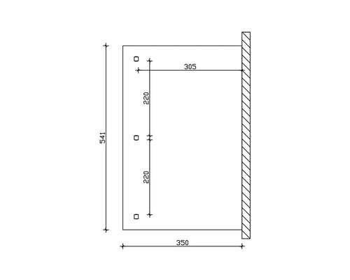 Dessin technique d''un support mural avec indications de dimensions