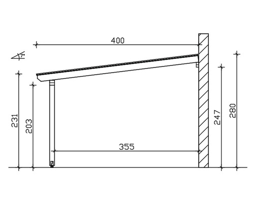 Schéma technique d''un abri avec dimensions