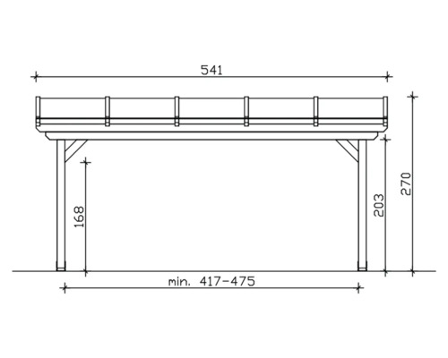 Dessin technique d''un abri avec dimensions