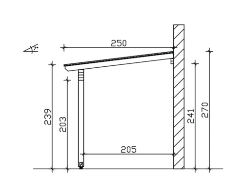 Dessin technique d''un abri avec dimensions