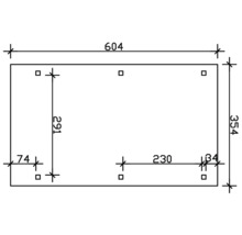 Carport pour un véhicule SKAN HOLZ Emsland 354x604 cm, toit aluminium