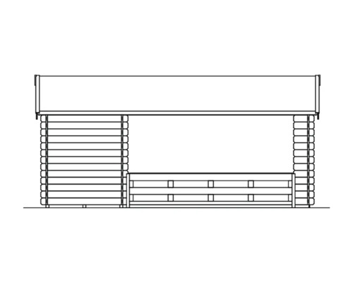 Illustration d''un abri de jardin avec des murs en bois et un auvent