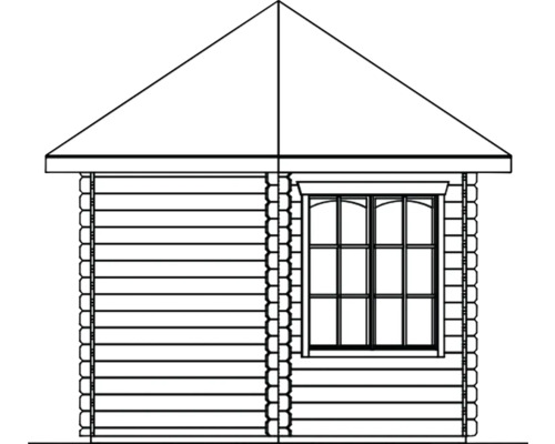 Croquis d''un abri de jardin avec fenêtre et toit à pignon