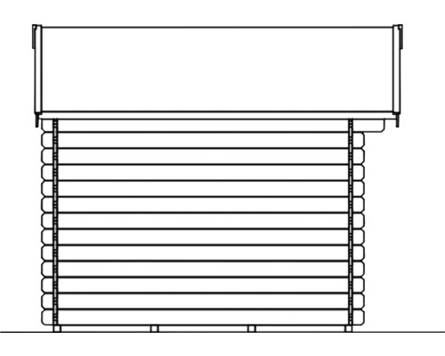 Zeichnung eines Gartenhauses in Blockbohlenbauweise
