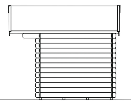 Holzgartenhaus Schema mit Blockbohlenbauweise