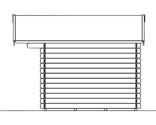 Illustration eines Gartenhauses aus Holz