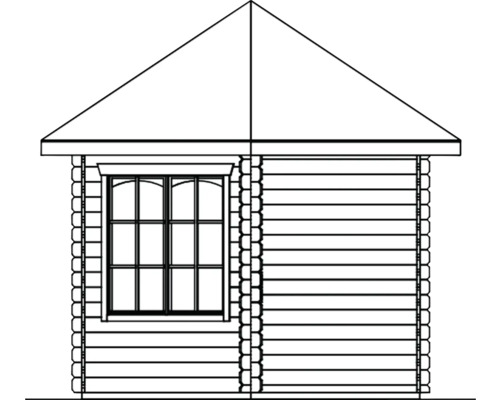 Illustration d''un abri de jardin avec fenêtre et toit à pignon.