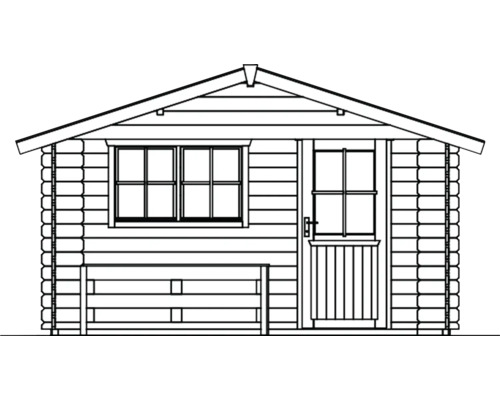 Illustration eines Gartenhauses mit Fenster und Tür