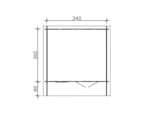 Dessin technique d''une maison de jardin avec indication des dimensions