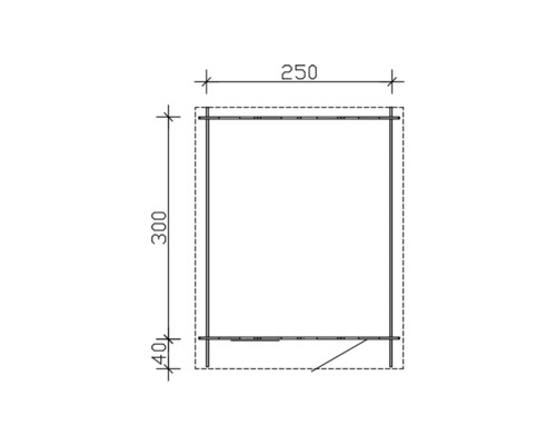 Dessin technique d''une remise de jardin avec dimensions
